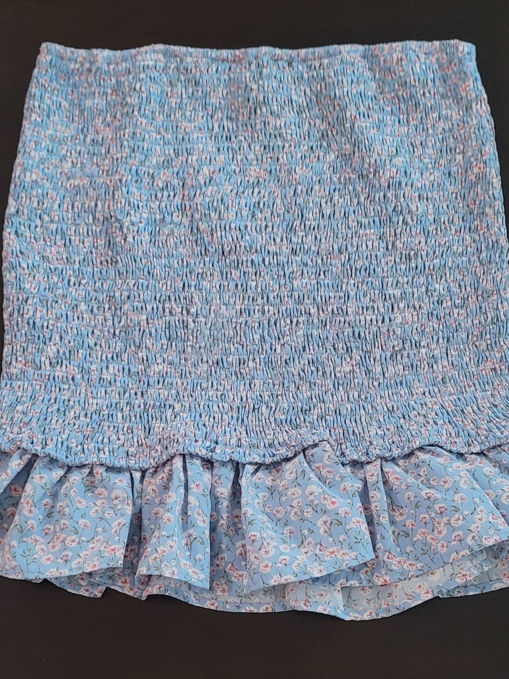 Lulu's Light Blue Floral Smocked Ruffle Mini Skirt